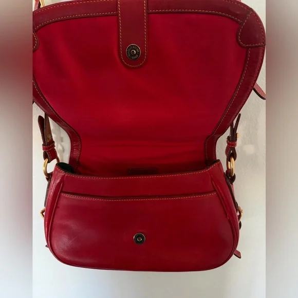 Dooney & Burke Florentine Vintage Flap Saddle Bag Crossbody in Red - Picture 5 of 9